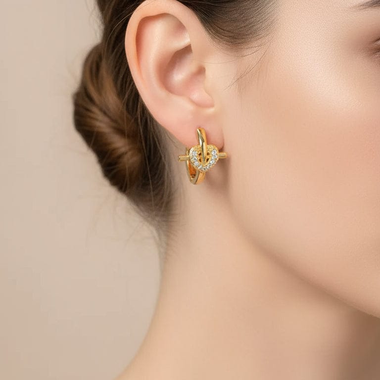 Liekoo Zircon Heart Cross Gold Hoop Earrings — Trendy & Elegant