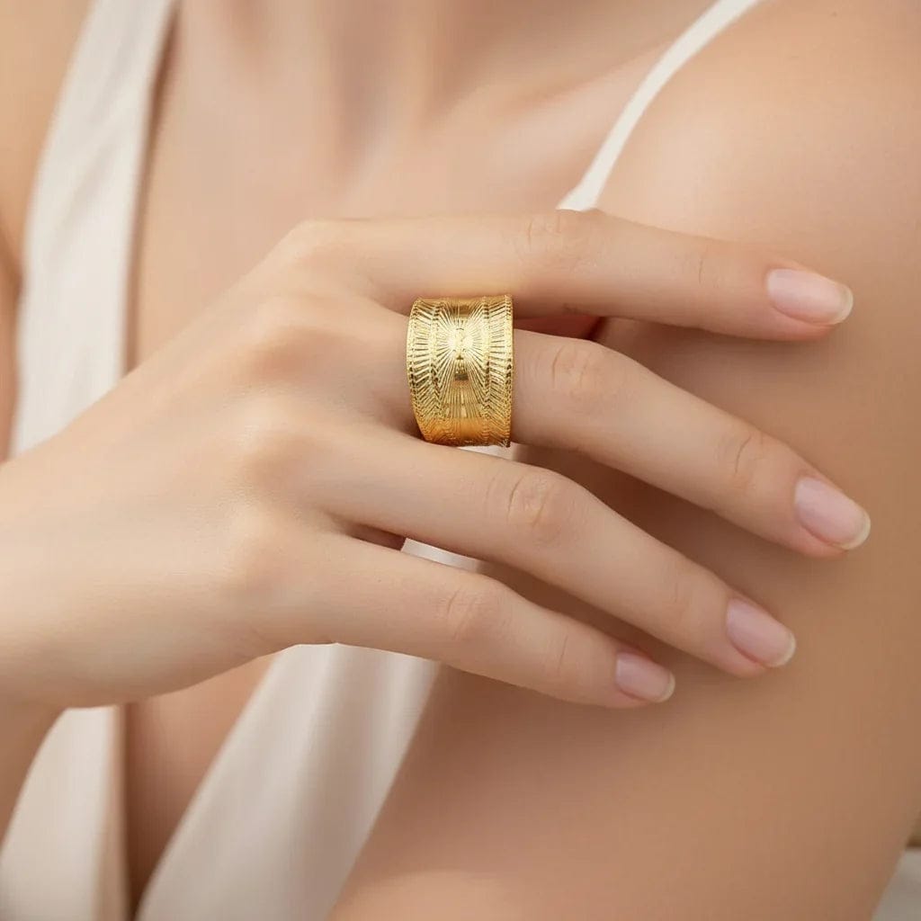 Liekoo Gold Plated Geometric Ring – Modern Minimalist