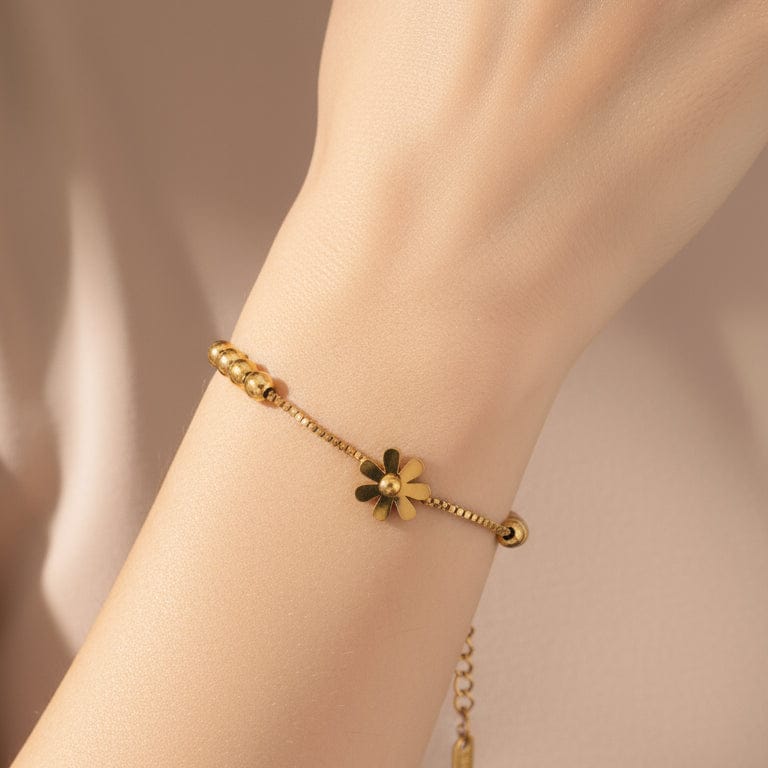 Pulsera de flores de oro