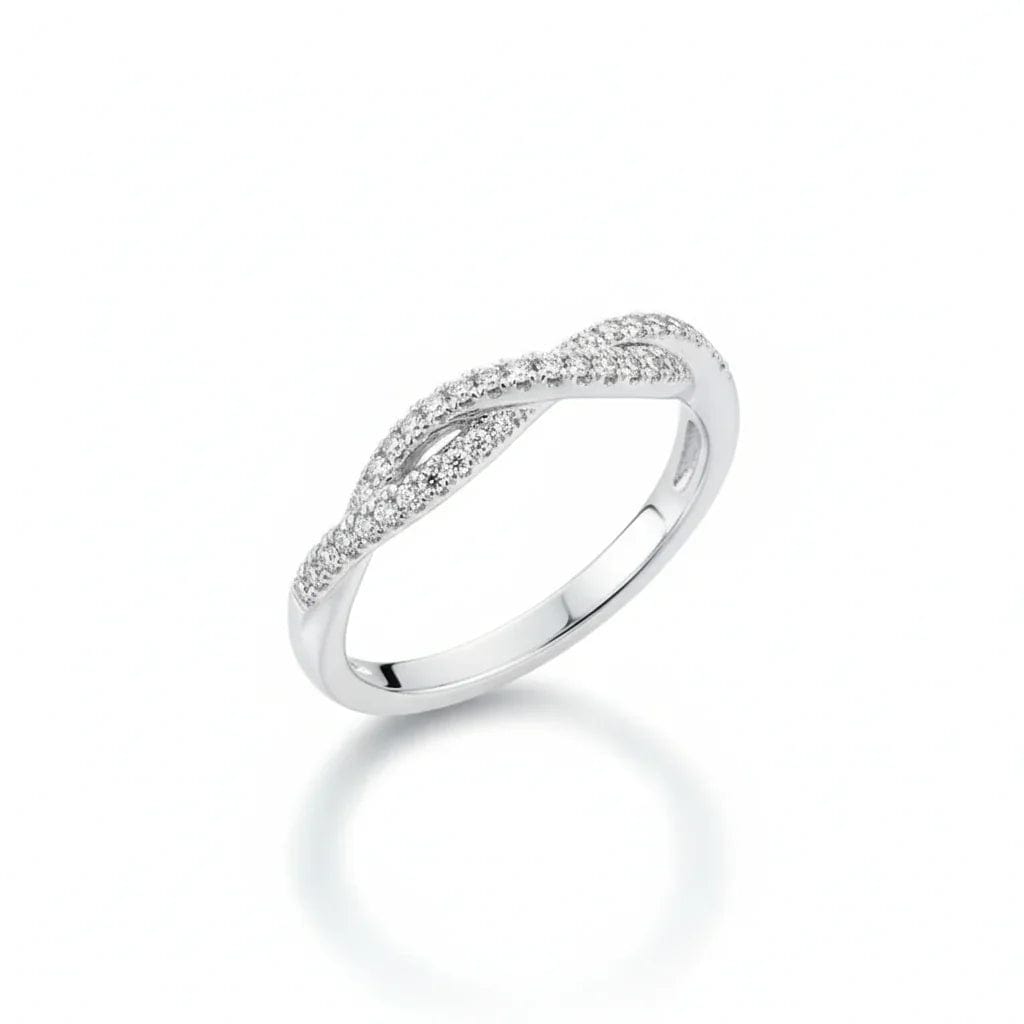 White Plated Zircon Ring Elegant Minimalist Design