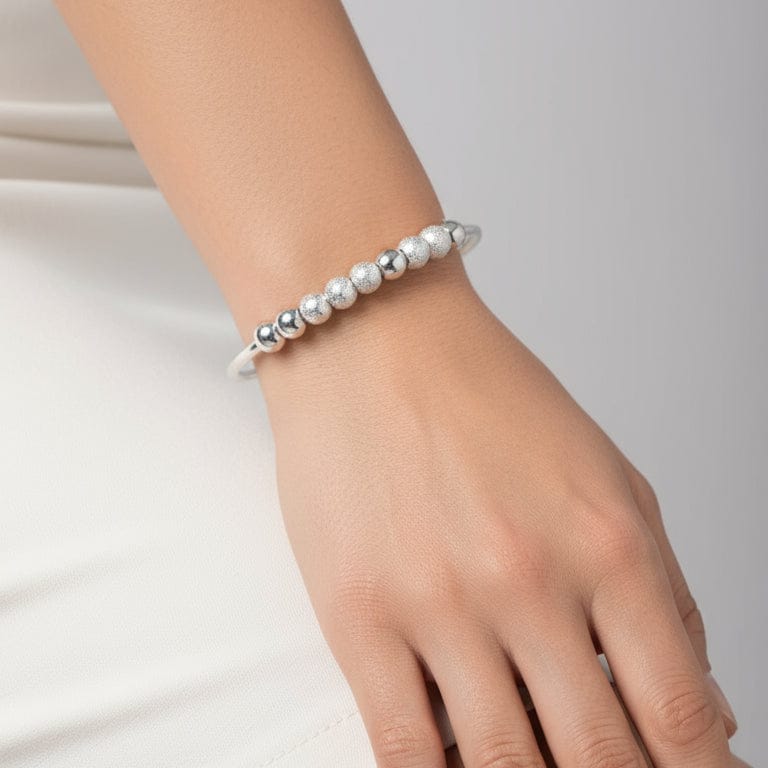 Silver Charm Bead Bracelet