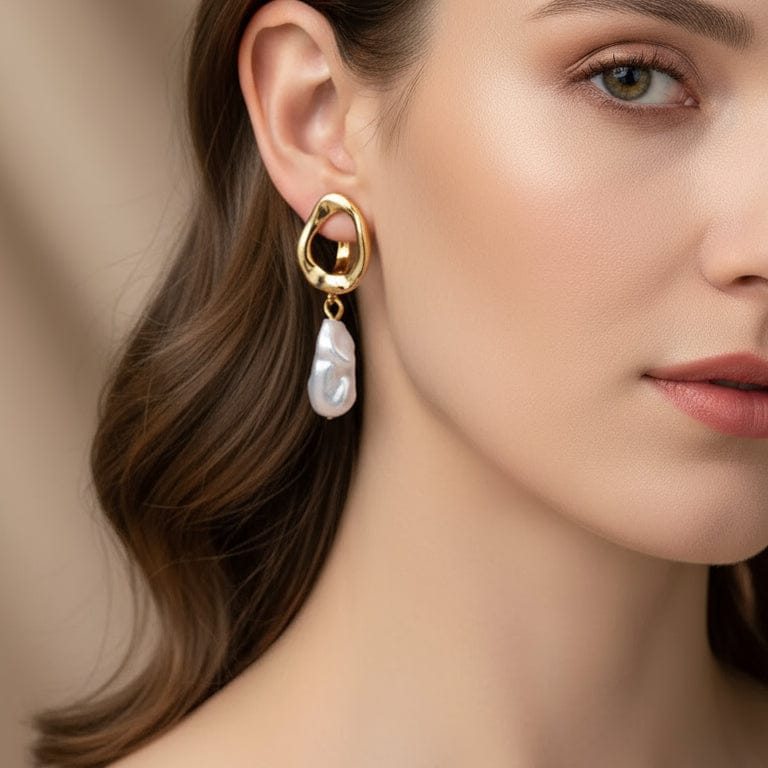 Pendientes de aro de perla