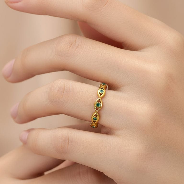 Exquisite Gold Evil Eye Adjustable Ring Gold Plated - Liekoo