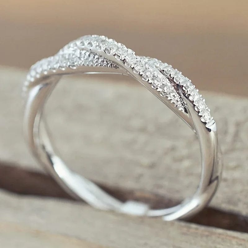 White Plated Zircon Ring Elegant Minimalist Design