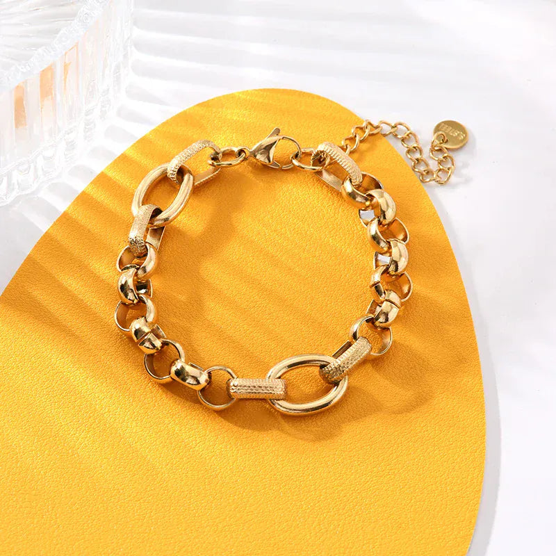 Thick Chain Bracelet Gold Plated Stylish Versatile