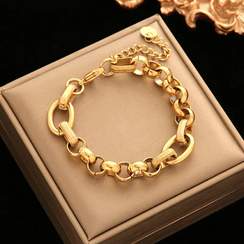 Thick Chain Bracelet Gold Plated Stylish Versatile