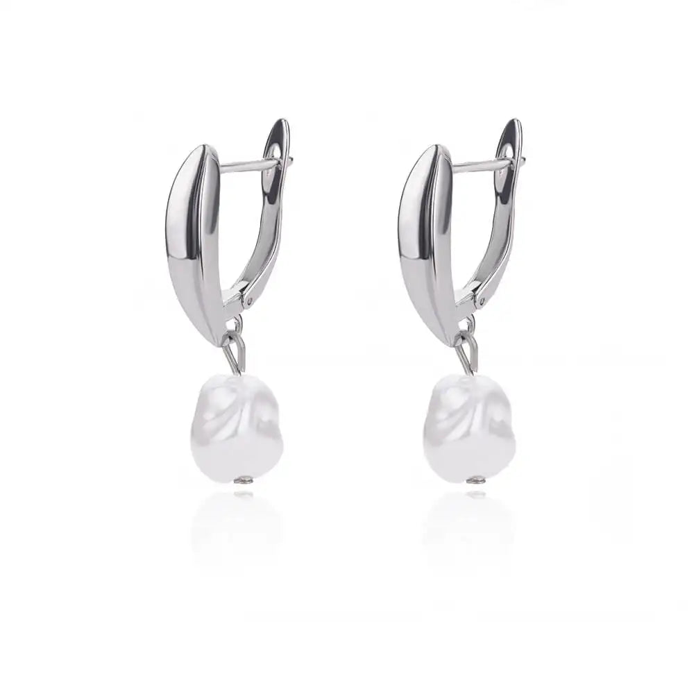 Elegant Handmade Pearl Drop Earrings For Women 2024 Stainless Steel U Shape Earrings Wedding Aesthetic Jewelry Mother Day Gift