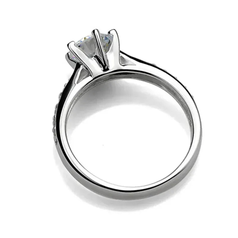 Luxury 925 Sterling Silver Classic Ring for Women Six claw jewelry simple 70ct diamond ring imitation diamond women's ring