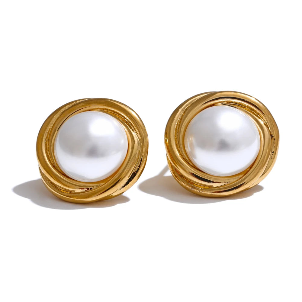 Pendientes de perlas onduladas