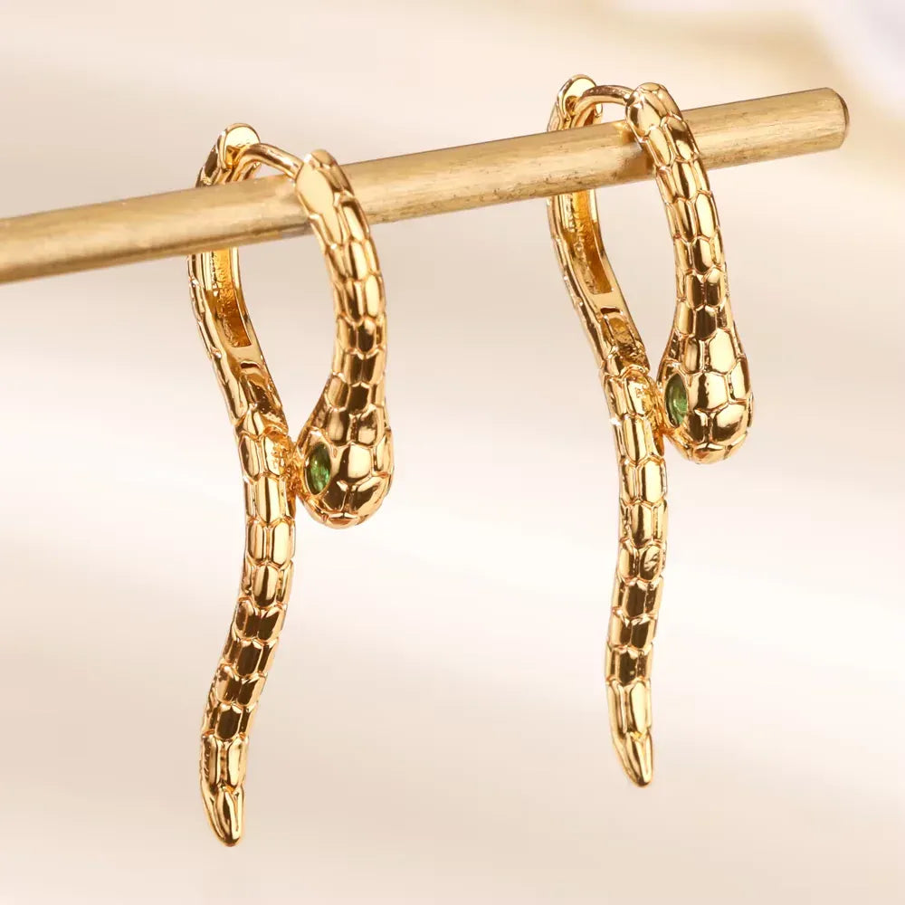 Gothic Snake Hoop Earrings For Women Gold Color Stainless Steel Snake Earrings Ear Y2k Halloween Jewelry Accessories Gift