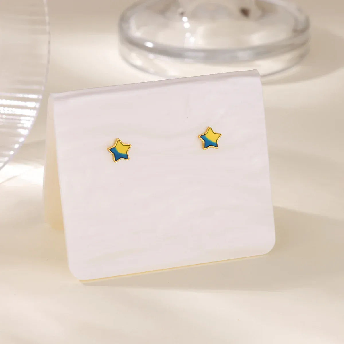 Cute Dripping Oil Star Stud Earrings For Women Girls Gold Color Star Earrings Female Wedding Aesthetic Jewelry Accessories