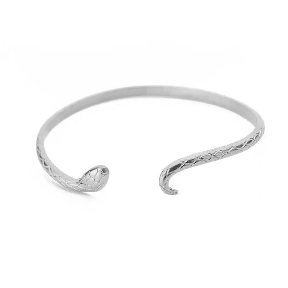 Stainless Steel Snake Bracelets for Women Vintage Gold Plated Texture Adjustable Animal Snake Bangle Female Wedding Jewelry