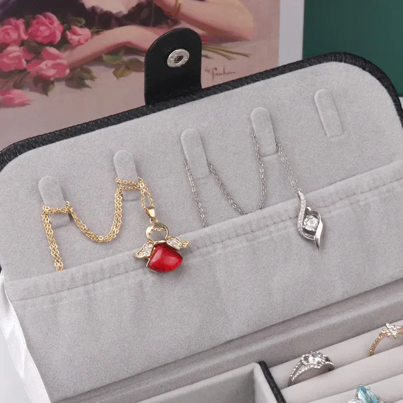 Portable Jewelry Box Leather Travel Organizer