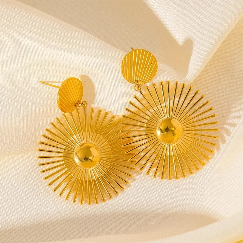 ashion Gold Sunflower Earrings – Stainless Steel Jewelry for Women