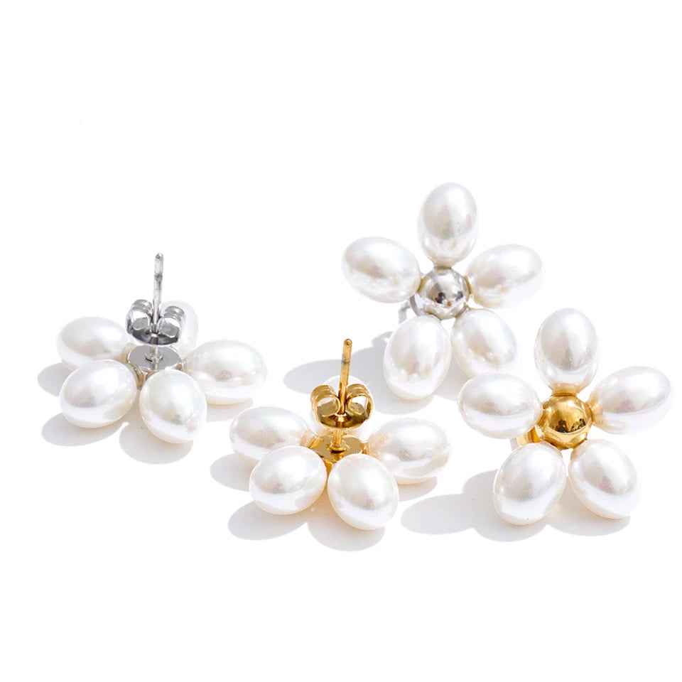 Pendientes de flores de perlas