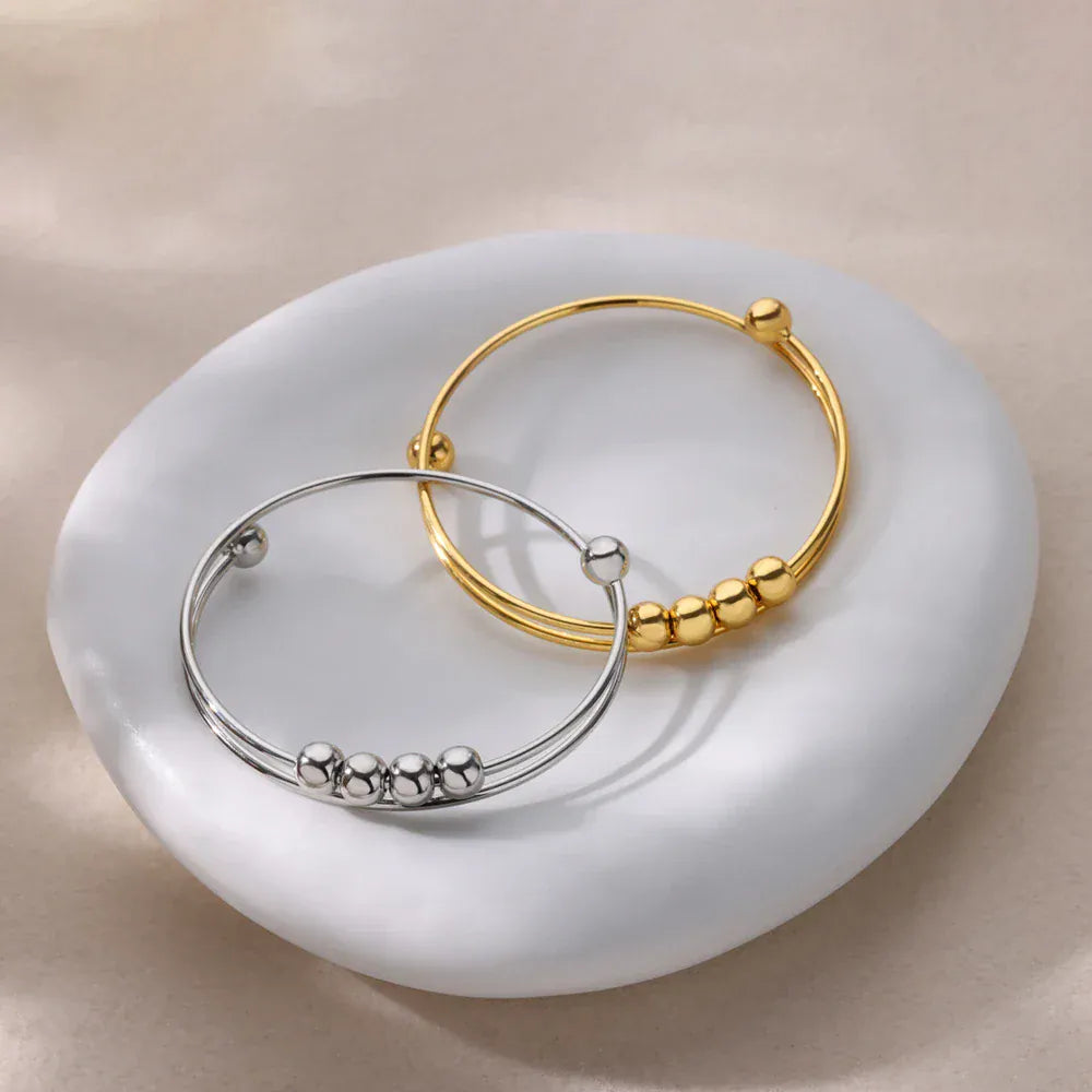 Spinning Fidget Bead Bracelets For Women Men Gold Color Bead Couple Anxiety Bracelet Femme Jewelry Mother Day's Gifts pulser