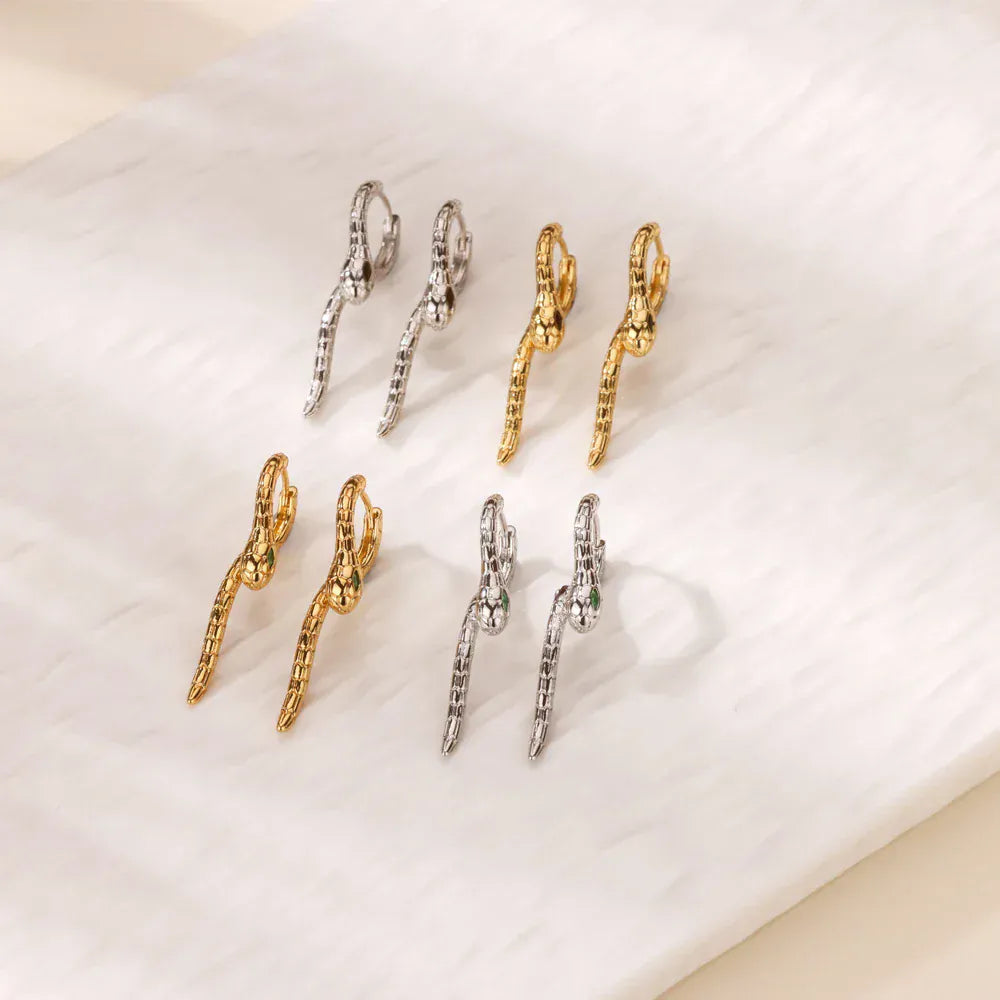 Gothic Snake Hoop Earrings For Women Gold Color Stainless Steel Snake Earrings Ear Y2k Halloween Jewelry Accessories Gift