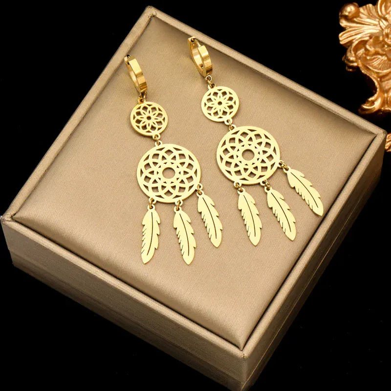 Liekoo Round Drop Earrings – Classic Elegance