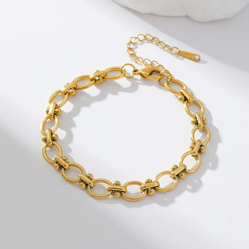 Link Chain Bracelet Gold Plated Stylish Elegant