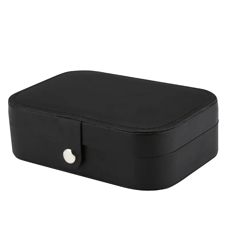 Caja portátil de cuero para guardar joyas