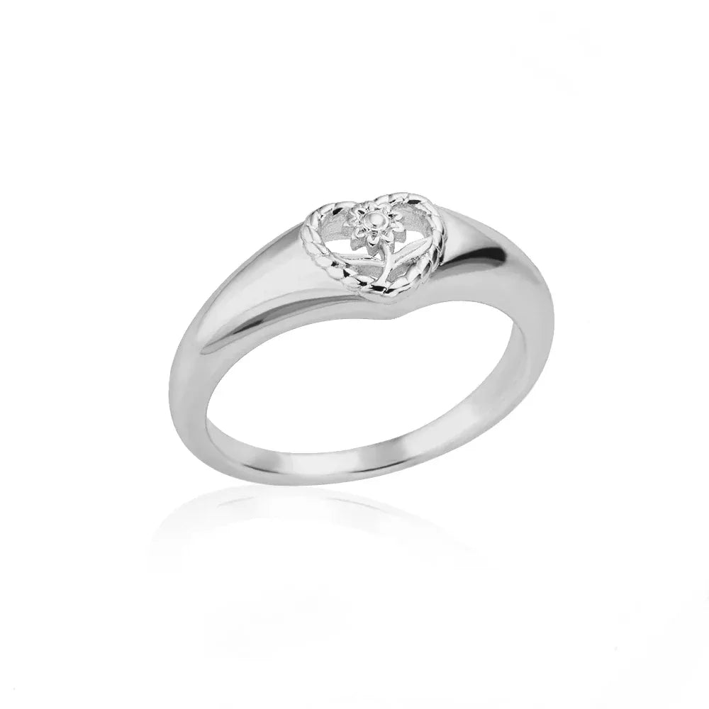 Hollow Heart Sunflower Rings For Women Vintage Gold Color Stainless Steel Ring Wedding Couple Rings Aesthetic Jewelry Bague