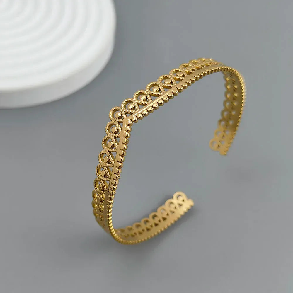 New crown shape stainless steel gold plated 18K bracelet, high quality waterproof silver jewelry, couple gift