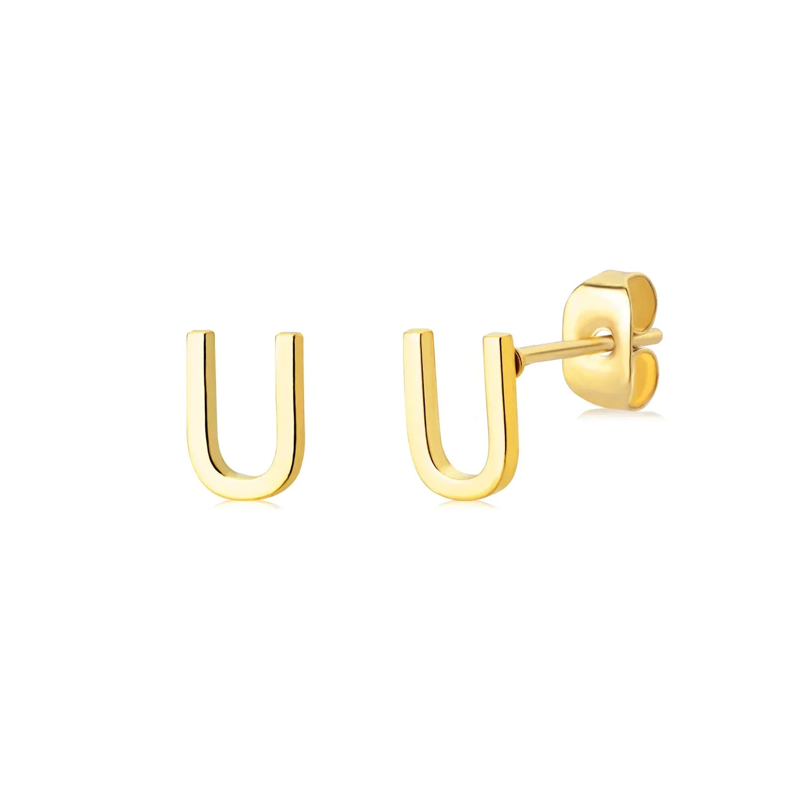 Cute A-Z Initial Letter Earrings for Women Gold Color Stainless Steel Stud Earrings Christmas Piercing Earring Fashion Jewelry