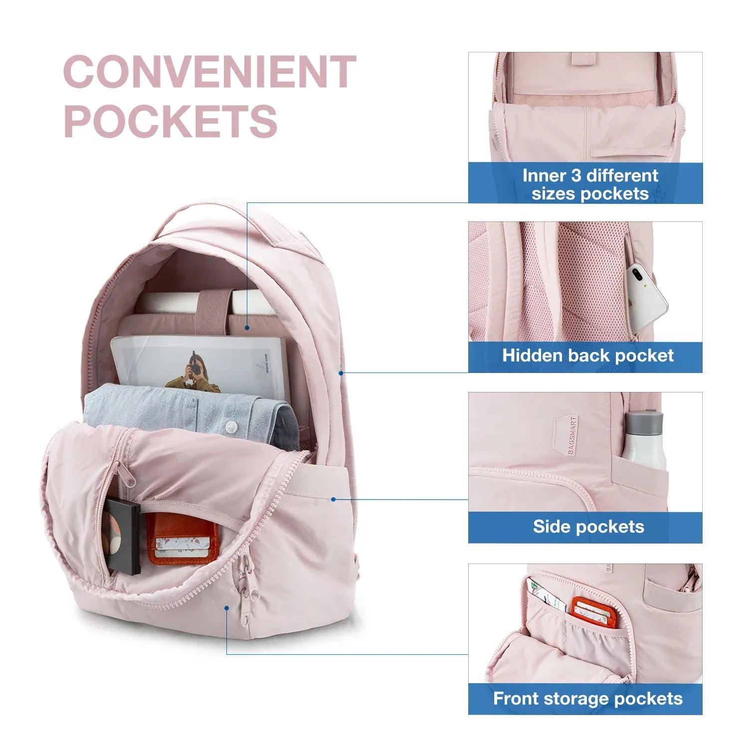 Liekoo USB Charging Backpack – Expandable & Anti-Theft