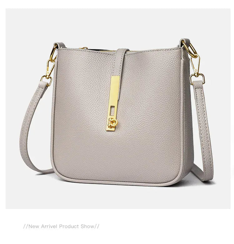 Liekoo Women's Genuine Leather Bucket Shoulder Bag