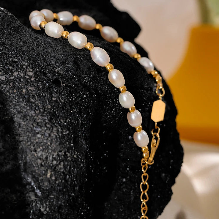 Pulsera de perlas ovaladas