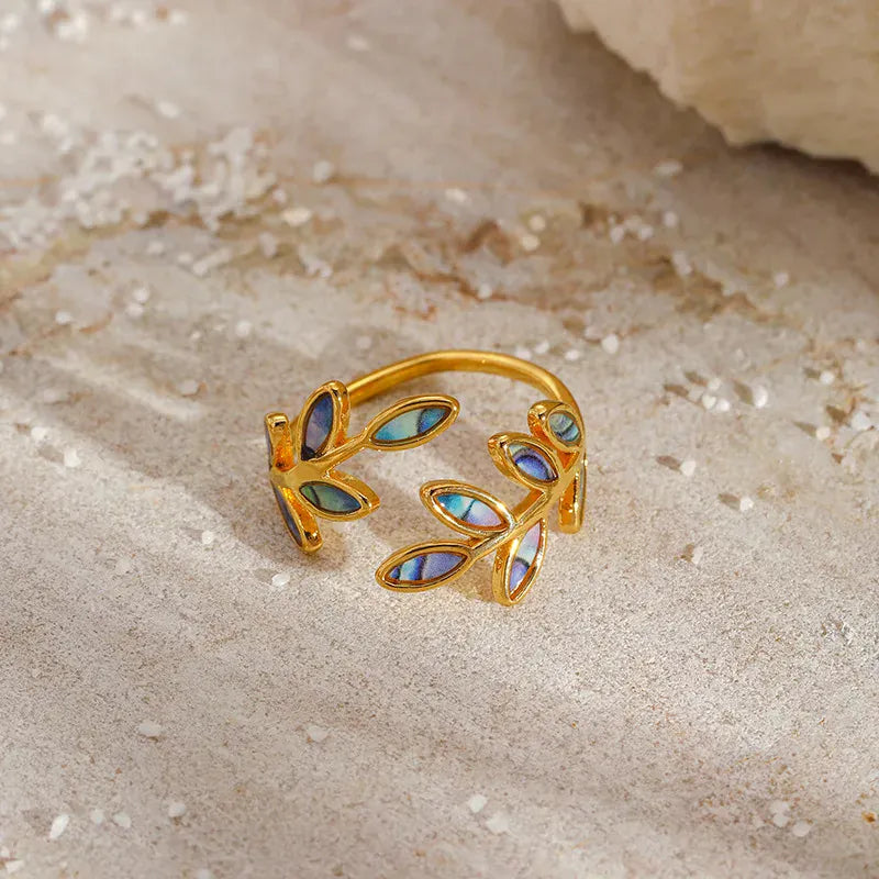 Liekoo Gold Plated Plant Ring – Delicate Nature Inspired Design