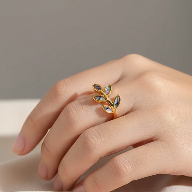 Liekoo Gold Plated Plant Ring – Delicate Nature Inspired Design