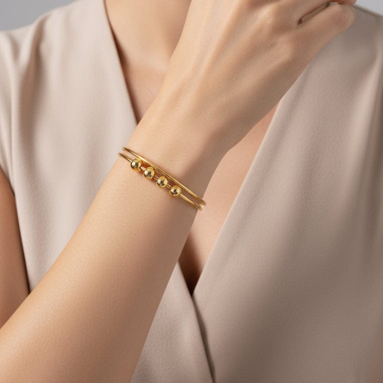 Gold & Silver Spinning Fidget Bead Bracelet Stylish Elegant