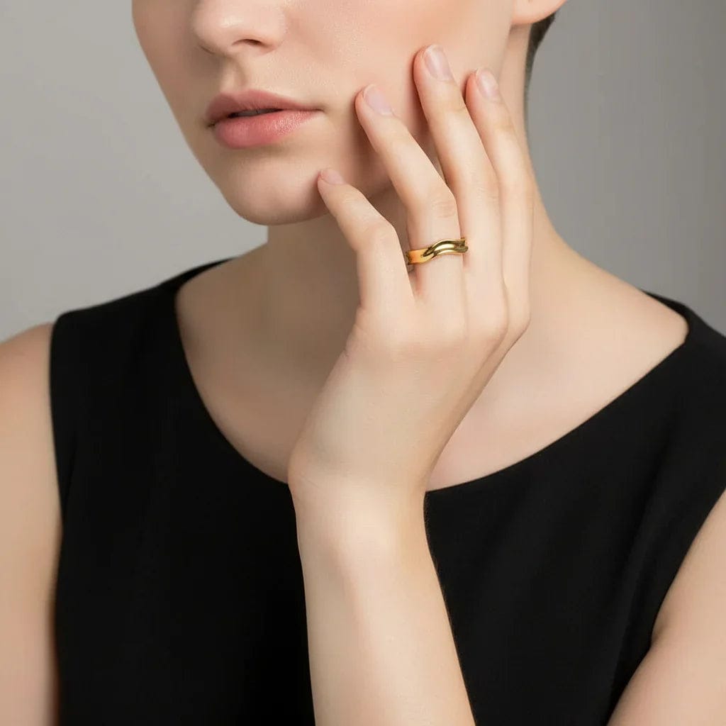 Liekoo Gold Plated Geometric Ring Minimalist