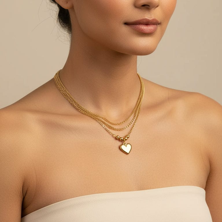 Collar de corazón de varias capas