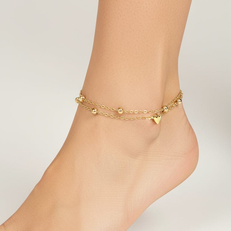 Bohemian Layered Heart Anklet Adjustable Trendy