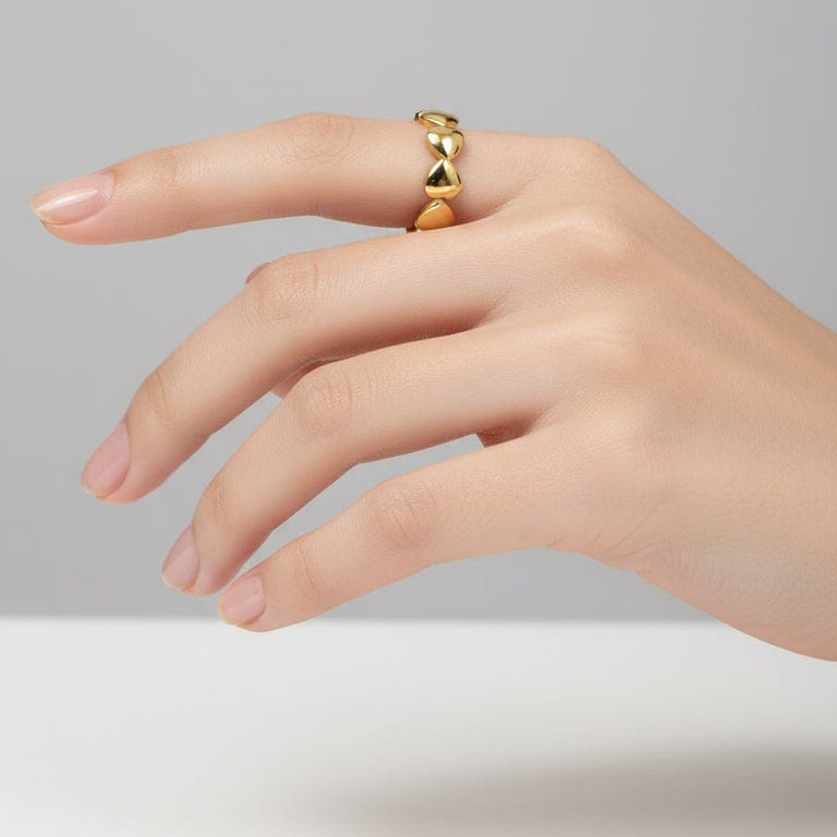 Elegant Adjustable Heart Ring – Gold Plated Liekoo