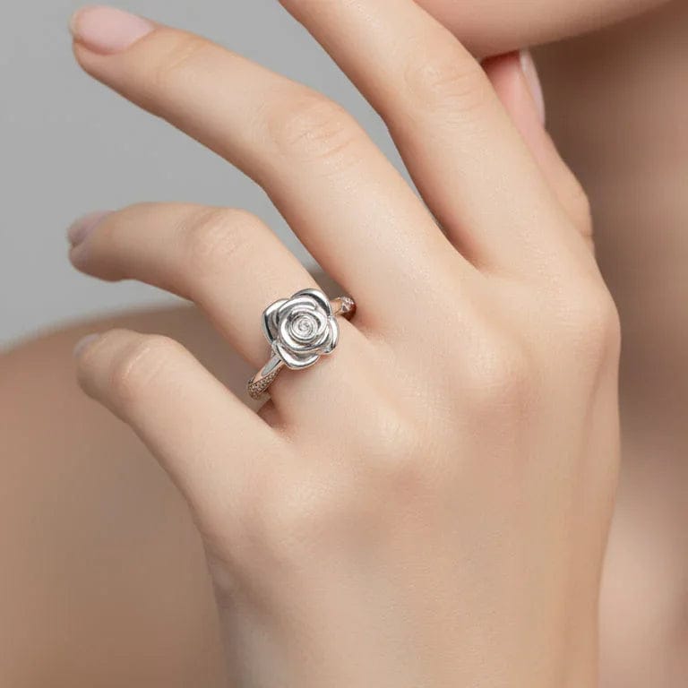 Exquisite 925 Silver Rose Bloom Ring - Liekoo