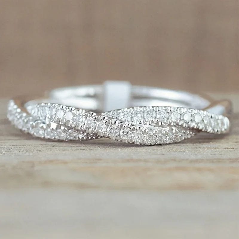 White Plated Zircon Ring Elegant Minimalist Design