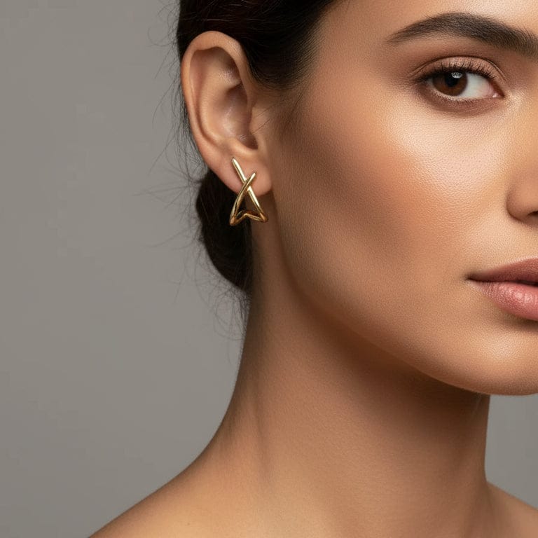 Liekoo Geometric Stud Earrings – Trendy Gold Plated Elegance