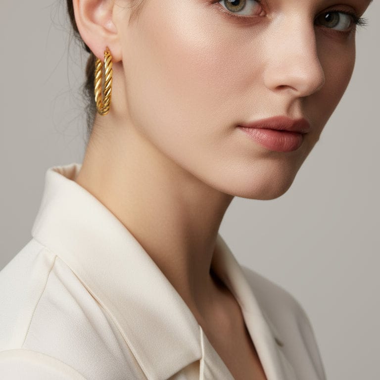 Liekoo Elegant Gold Twisted Hoop Earrings Stylish Durable