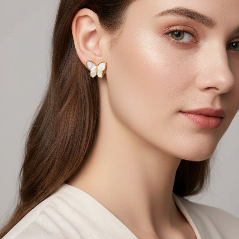 Gold Butterfly Stud Earrings Elegant Durable Stylish