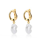 Classic Fashion Imitation Pearl Earrings For Women Gold Color Circle Stainless Steel Earrings Luxury Elegant Christmas Jewelry