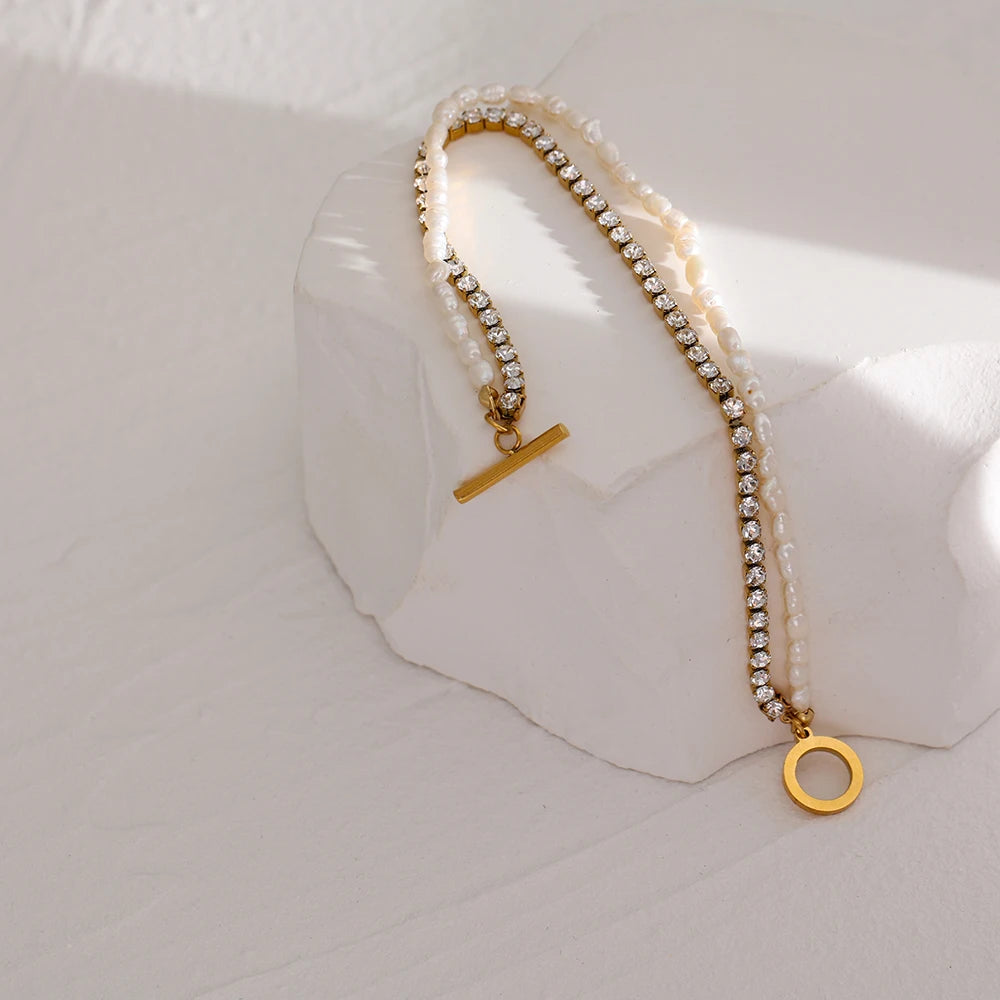 Pulsera de perlas de doble capa