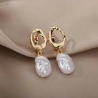 Classic Fashion Imitation Pearl Earrings For Women Gold Color Circle Stainless Steel Earrings Luxury Elegant Christmas Jewelry