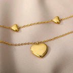 Double Layer Heart Clavicle Chain Necklaces For Women Stainless Steel Gold Plated Streetwear Choker Necklace Trendy Jewelry Gift