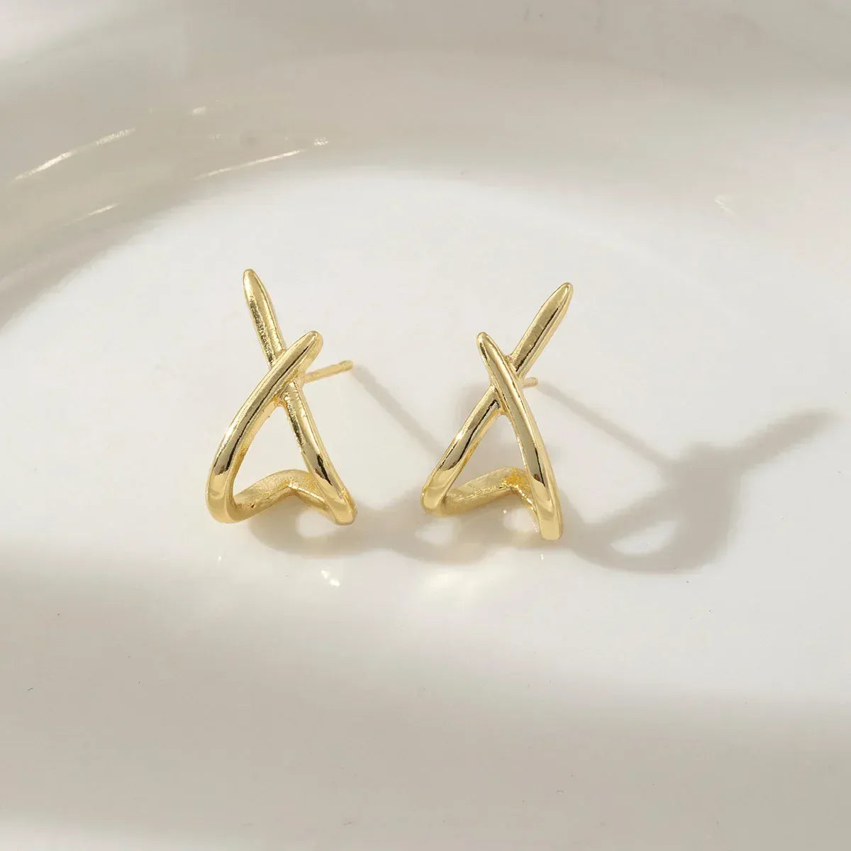 Liekoo Geometric Stud Earrings – Trendy Gold Plated Elegance