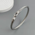 New steel wire button pattern horseshoe gold-plated stainless steel bracelet 18K, high quality waterproof couple bracelet, wife