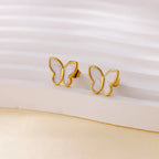 Cute White Enamel Butterfly Stud Earrings For Women Stainless Steel Gold Color Earrings Wedding Aesthetic Jewelry Gift aretes