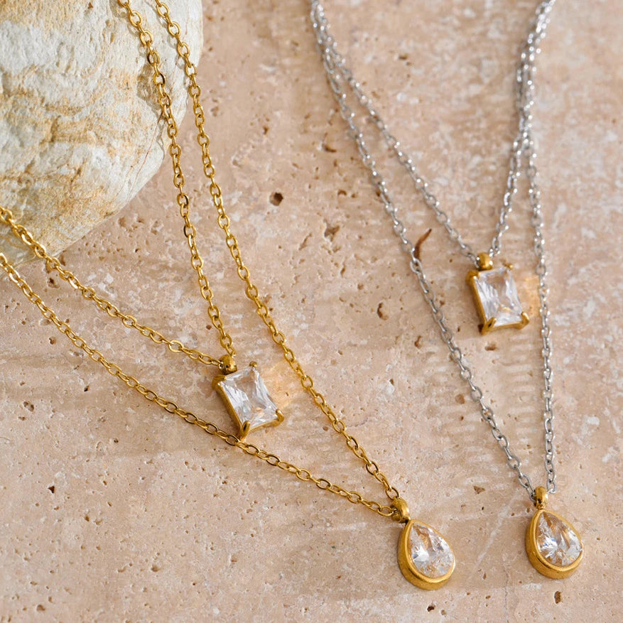 Collar de doble capa de circonitas